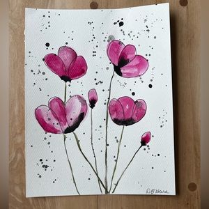 Beautiful Handpainted abstract watercolour flowers